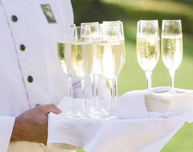 Specialty champagne cocktail for a wedding engagement toast