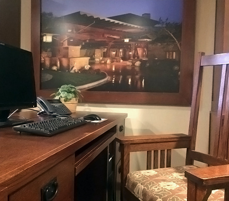 Business center at The Lodge at Torrey Pines, open 24/7.