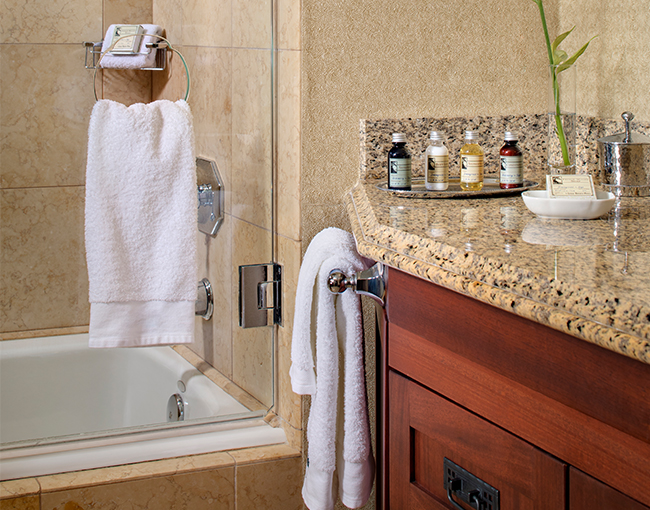 Signature Room bathroom with amenities