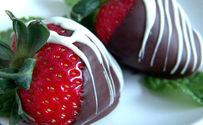 Chocolate covered strawberries are including in the Romance Package at The Lodge at Torrey Pines