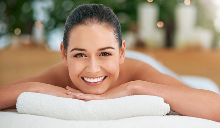 beautiful woman in massage salon spa