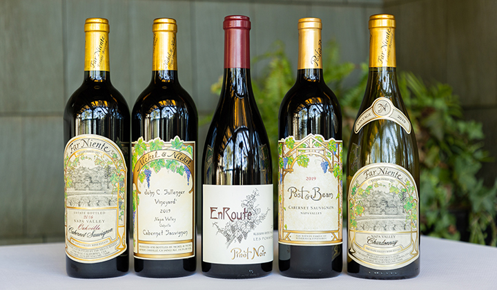 Bottles of Wine from Far Niente and Nickel & Nickel featured at the Signature Wine Dinner at A.R. Valentien in The Lodge at Torrey Pines.