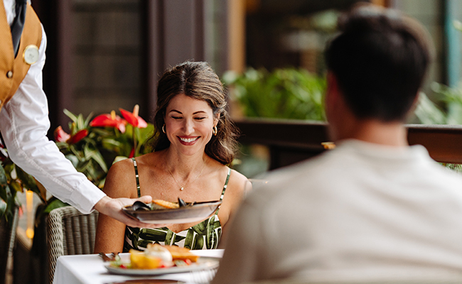 Couple dining at A.R. Valentien at The Lodge at Torrey Pines