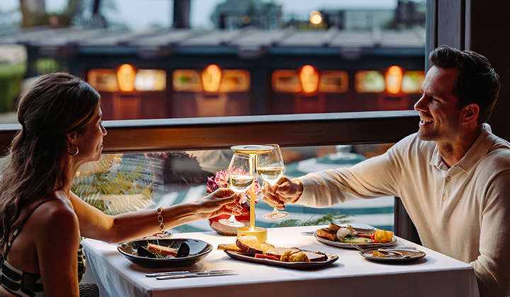 Couple enjoying a meal at A.R. Valentien