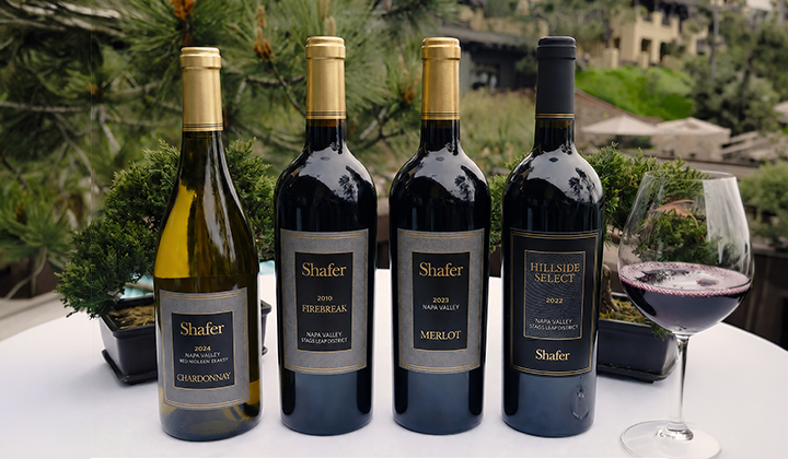 Close up of a bottle of Shafer Vineyards wine at the Artisan Table Wine Dinner