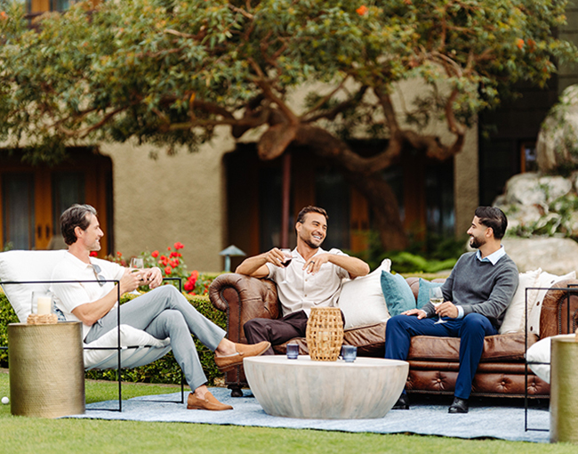 Meting group relaxing on the Arroyo Terrace