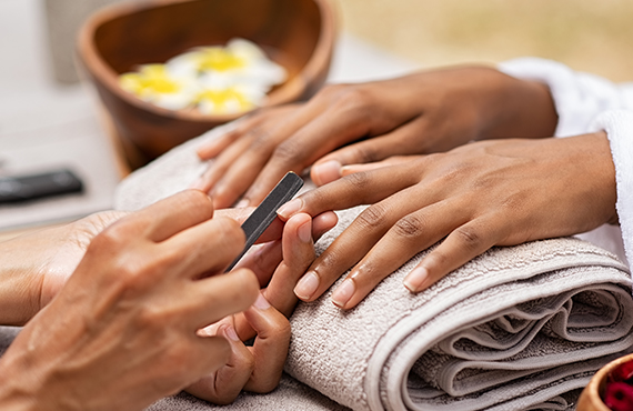 Woman enjoying manicure
