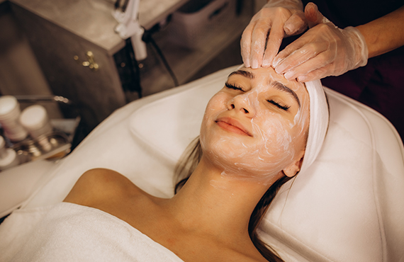 Woman enjoying a facial