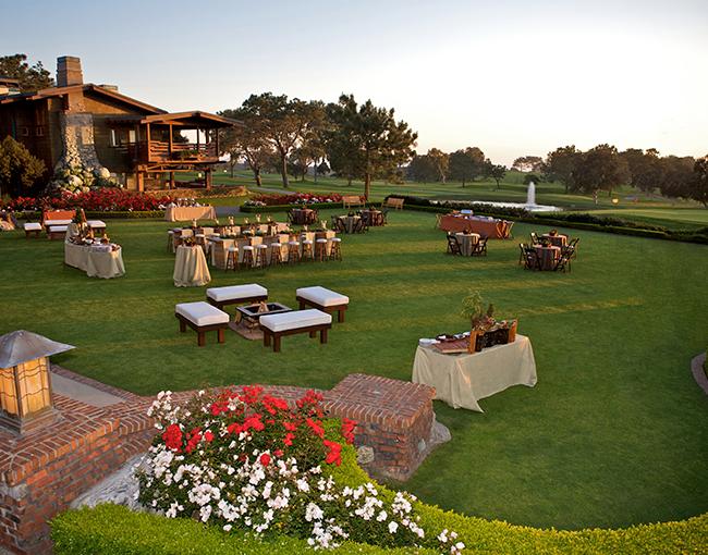 Arroyo Terrace one of the many La Jolla event and meeting space venues at The Lodge at Torrey Pines overlooking the Torrey Pines Golf Course.