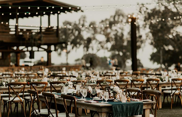 Reception set up on the Arroyo Terrace at The Lodge at Torrey Pines